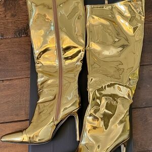 Gold Knee-High Women's Boots